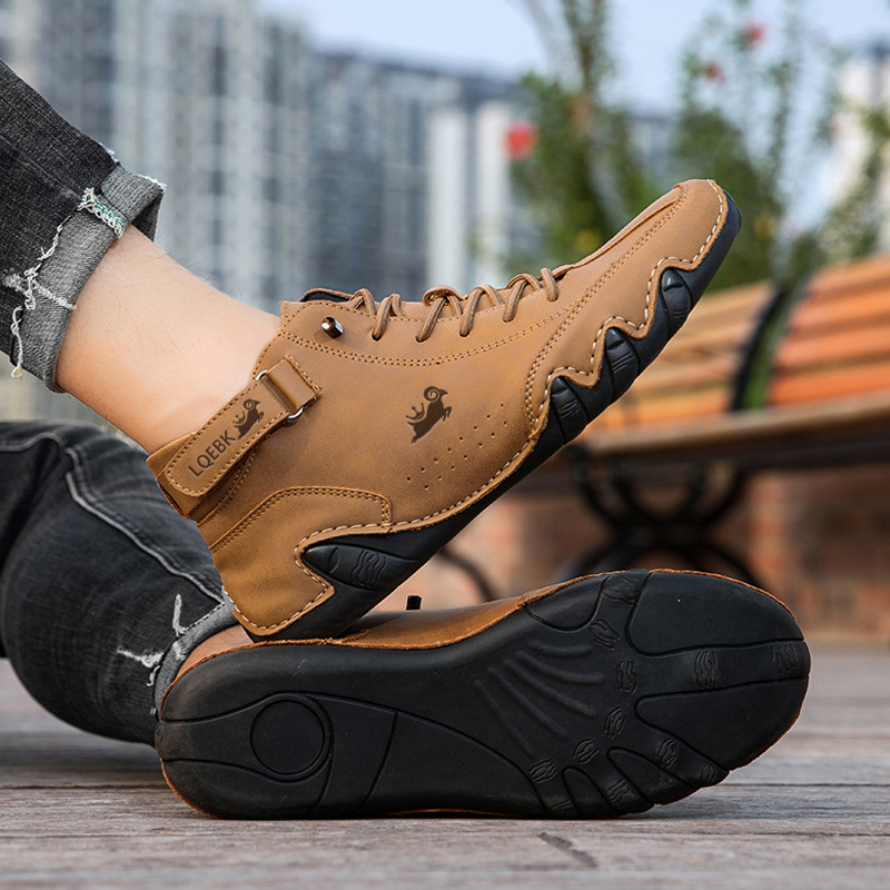 2025 NEW for Leather Casual Sneakers Waterproof Motorcycle Ankle Boots Italian Brand Men Shoes High Quality Loafers b