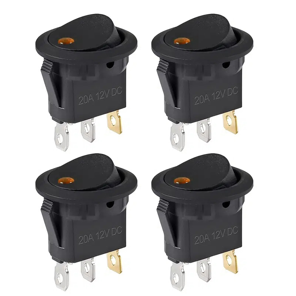 4Pcs Lighted Rocker Waterproof DC 12V 20A SPST ON/OFF Switch with LED Light Toggle Buttons for Car Automotive Boat Truck