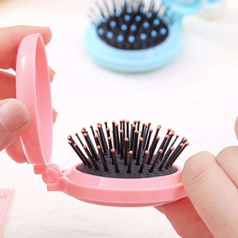Mirror Comb for Hair Types Portable Folding Travel Comb Mirror Hair Brush Set for On-the-go Styling Compact Mini Pocket for Hair