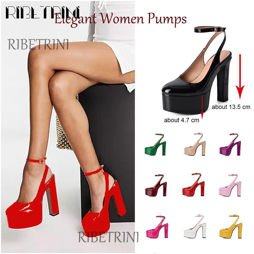 Women Pumps High Heels Platform Woman Dress Fashion Big Size 43 Party Sandals Buckle Round Toe 2023 Spring Summer Shoes