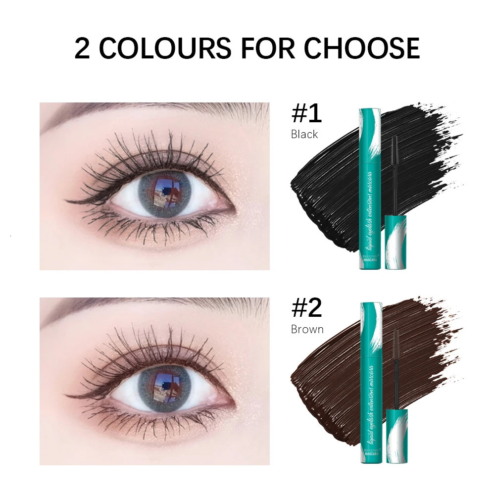 Mascara Liquid Lash Extension Volume and Length Waterproof Smudge-Proof Mascara No Flaking/No Clumping Black or Brown 240621