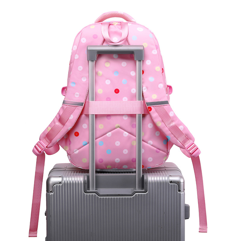 Primary School Bags for Girls 3 Pcs/Set Waterproof Kids Schoolbag Backpack Child With Pencil Case Lunchbox Dot Printed Book Bag