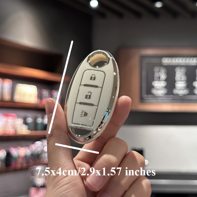 TPU Key Fob Cover with Keychain Lanyard for Nissan 370Z Armada Kicks Murano Pathfinder Rogue Titan Versa Note Infiniti Smart 3