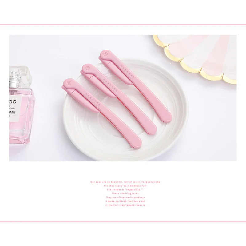 3PcsSet Pink Folding Eyebrow Trimmer Armpit Hair Razor Beauty Face Eye Shaper Shaver Stainless Steel Blades Makeup Tools 240621