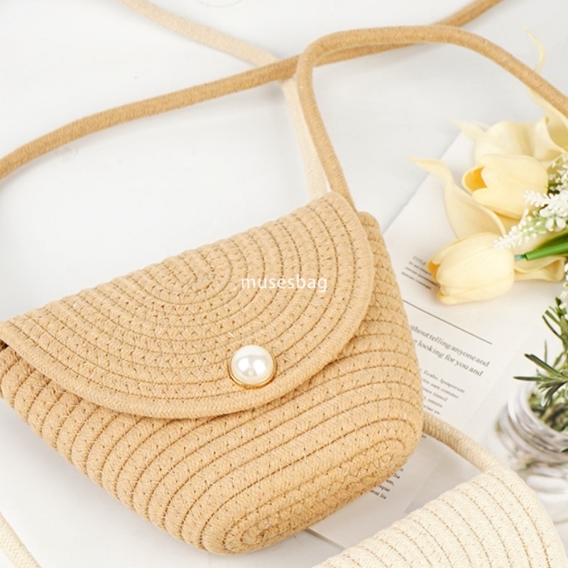 Fashionable women's high-end sense large capacity single shoulder bag temperament cotton rope handmade high aesthetic value casual American beach