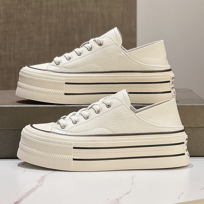 Genuine Leather Platform Shoes Womens Heightening Slim Casual Shoe Comfortable Breathable Spring Autumn High Quality Sneakers
