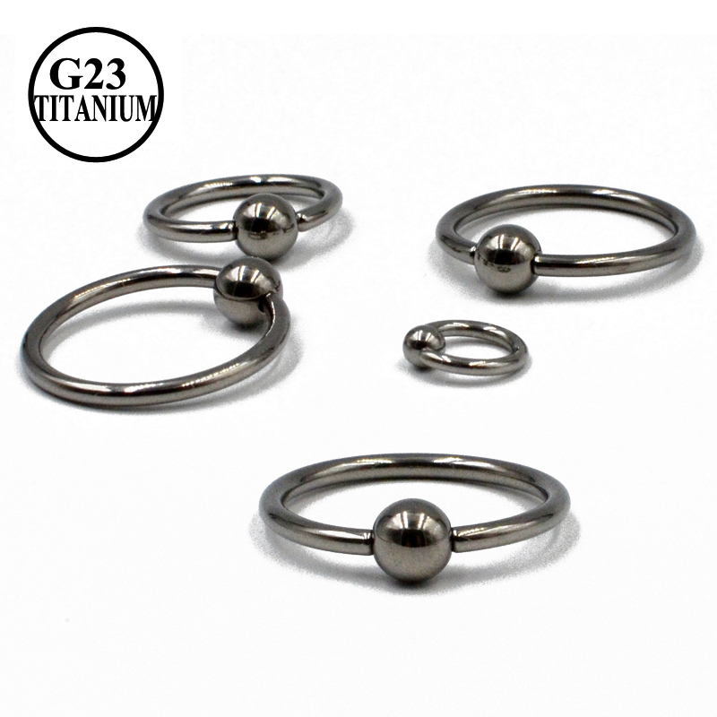 20PCS/Lot G23 Titanium Captive Bead Rings Nose Septum Ring Hoop Helix Daith Cartilage Tragus CBR Earring Basic Piercing Jewelry