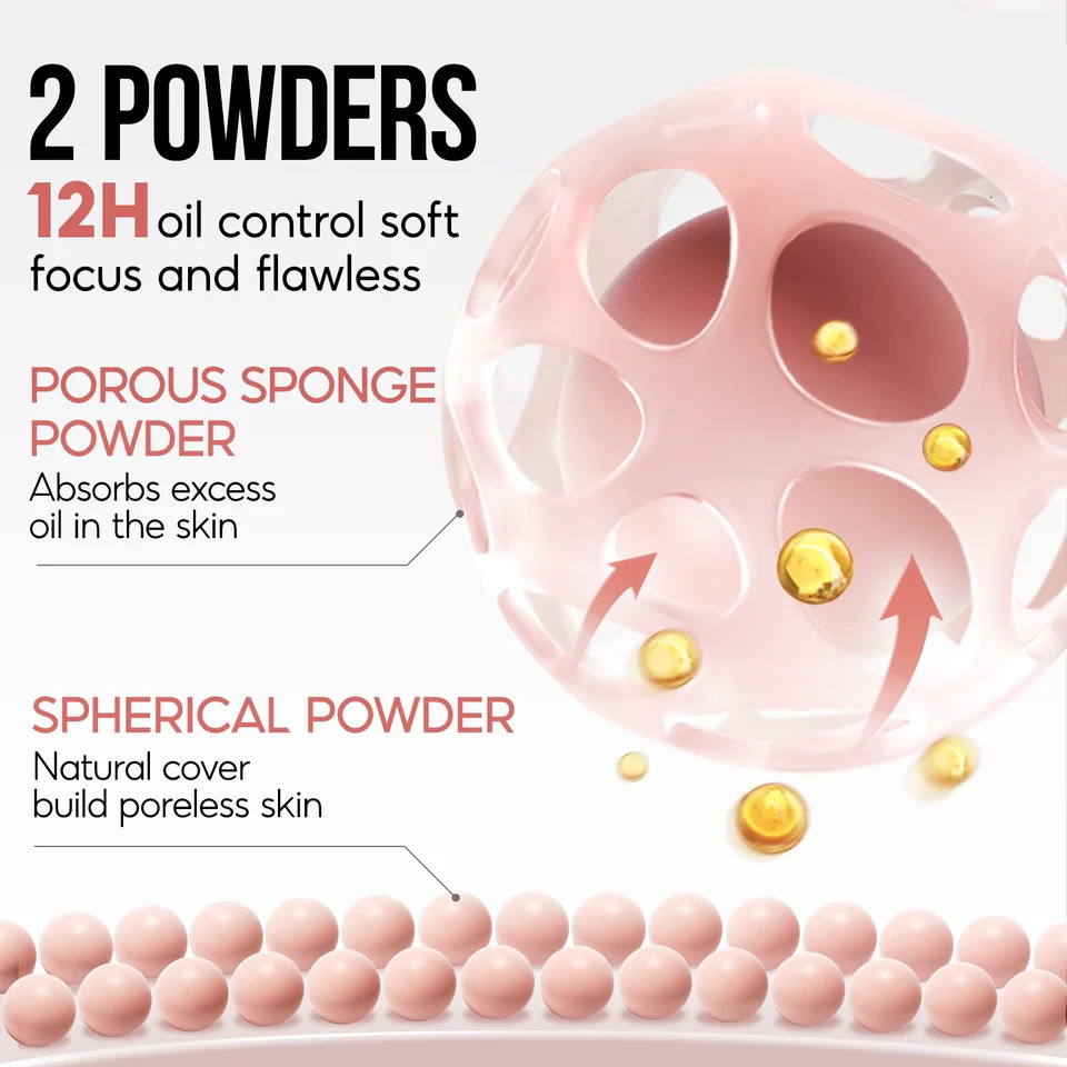 CARSLAN Long-lasting Oil Control Pressed Powder Matte Waterproof Concealer Brightening Face Loose Finishing Powder Makeup 240704