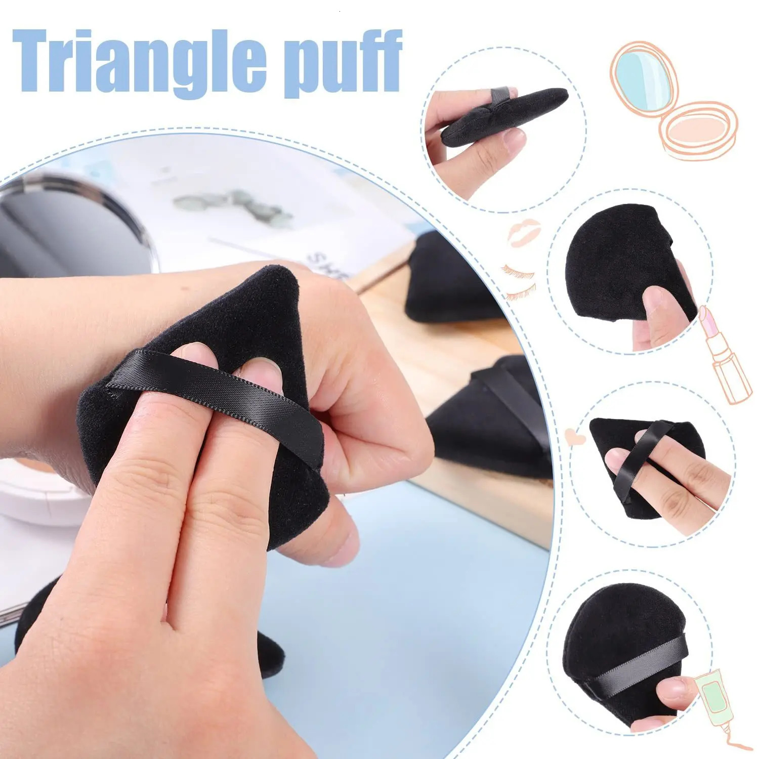 510153050Pcs Mini Portable Triangle Powder Puff Dry Soft Sponges Loose Powder Setting Makeup Air Puff Tools 240621