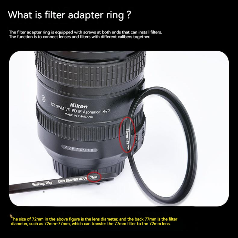 18pcs 9pcs Camera Lens Filter Adapter Ring Step Up/Down Set 37-82mm 82-37mm for All DSLR Camera Lens Mount Set Kit