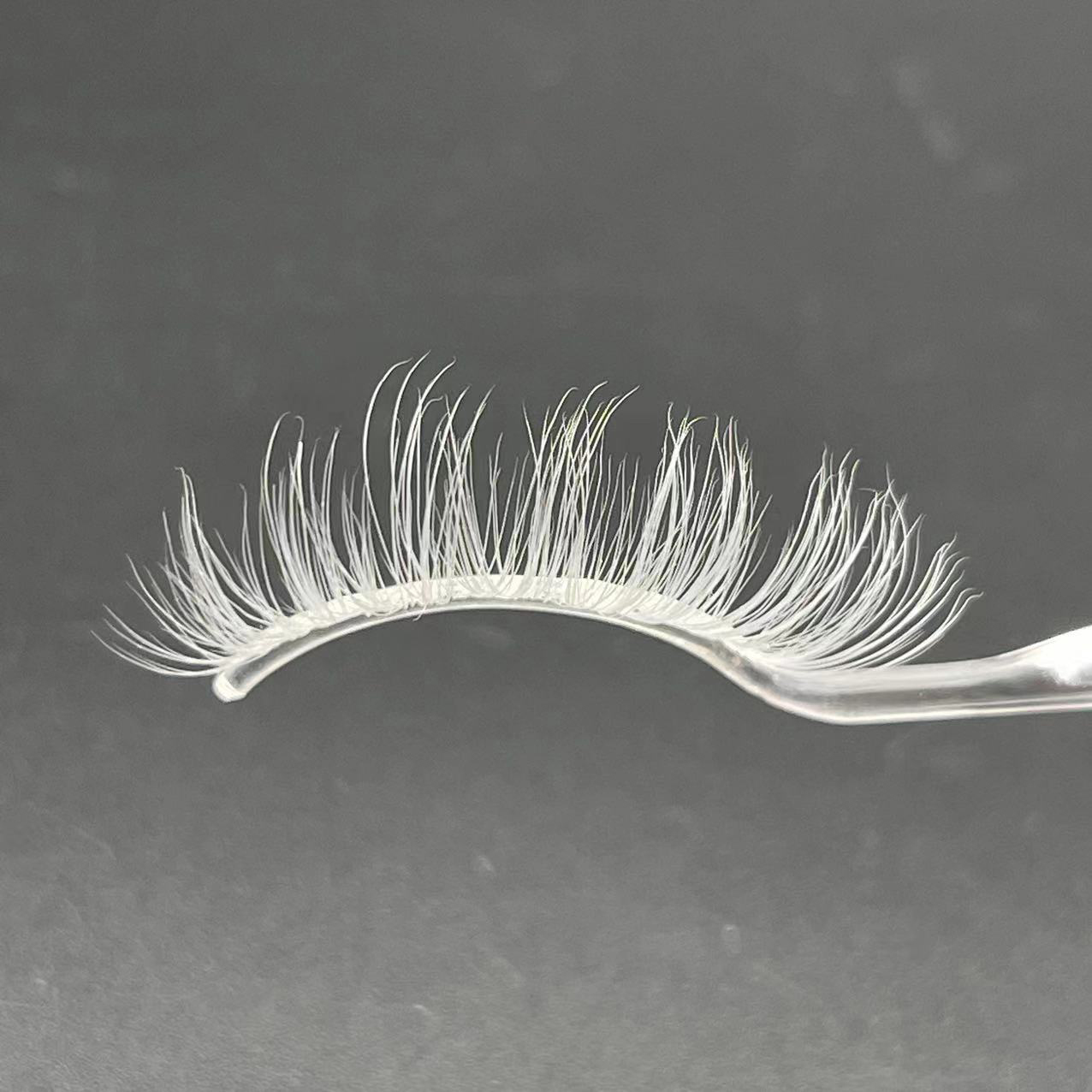 2023 New 15mm White Lashes Cosplay White False Eyelashes Reusable False Lashes for Halloween Cosplay Party Eye Makeup Tools