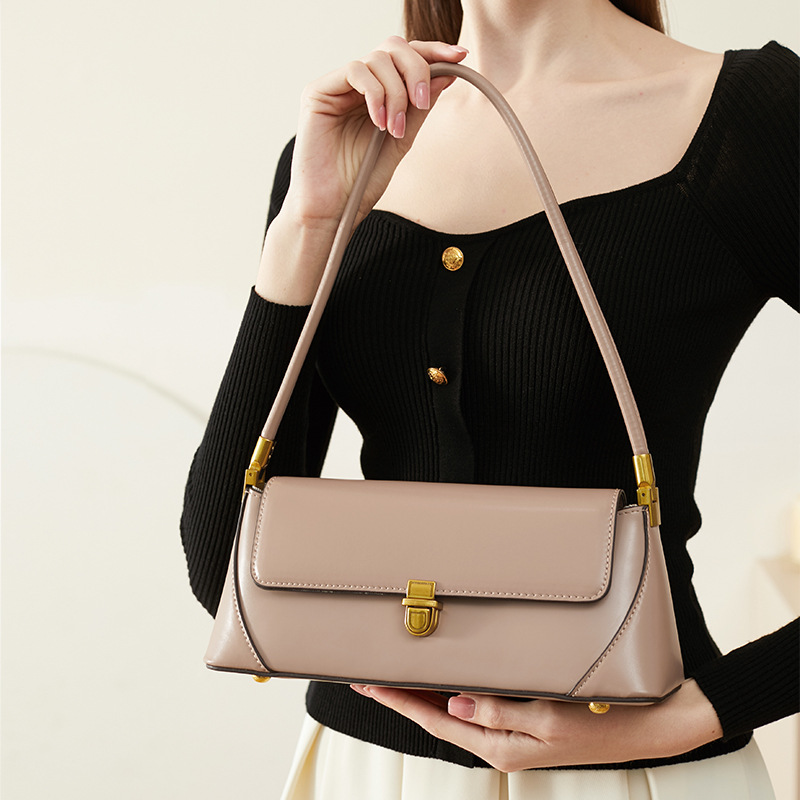 2023 New Genuine Leather Women's Underarm Bag High Quality Elegant Ladies Shoulder Bags Brands Designer Retro Female Handbags
