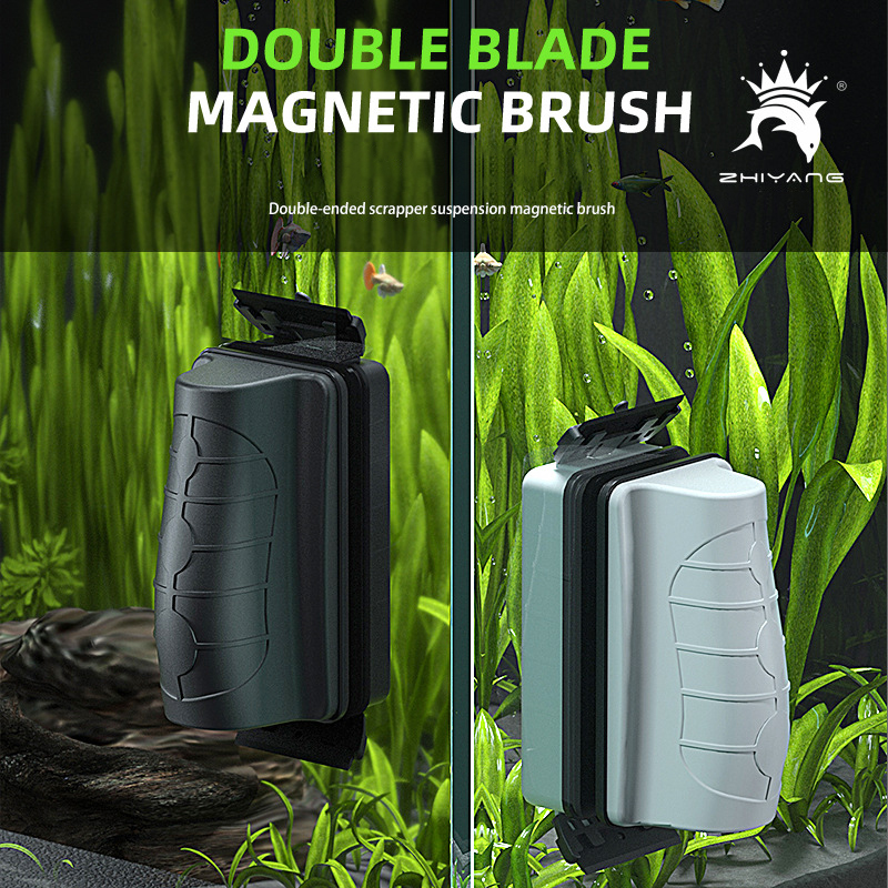 New Magnetic Aquarium Fish Tank Brushes Floating Clean Glass Window Algae Scraper Cleaner Brush Aquarium Accessories Two Blades