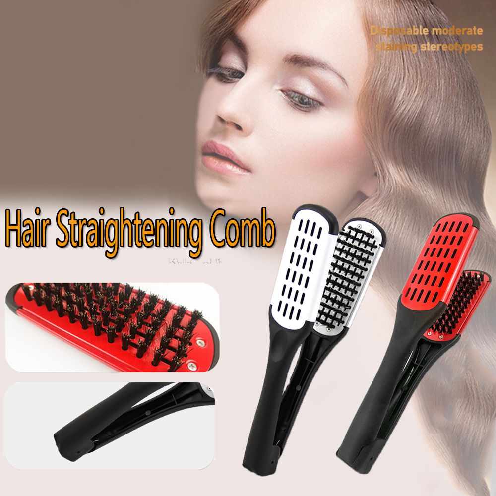 1PC new Hair Straightening Comb Bristle 2025 Double Sided Hair Brush Multifunctional Straightening Irons Hair Brush Clamp Styling Tool