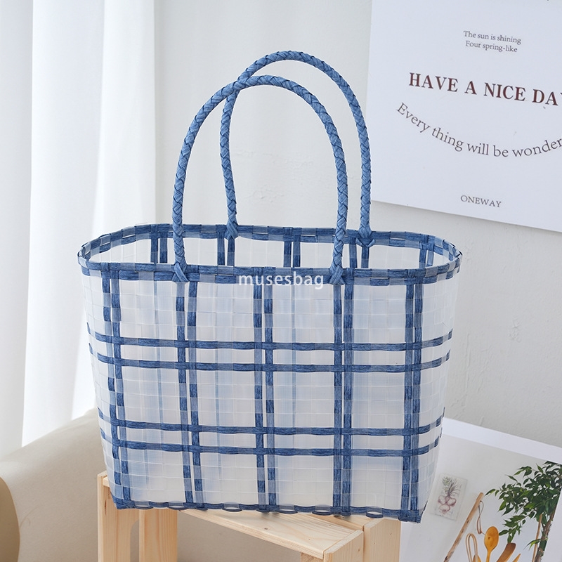 Korean women's high-quality high-end practical cute handbag birthday gift packaging bag large capacity woven vegetable basket bag niche woven bas