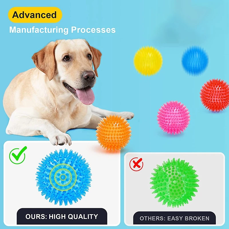Teeth Chewing Thorn Balls Pet TPR Soft Burr Elastic Ball Dog Bite Sounding Outdoor Training Interactive Chew Toy Perros