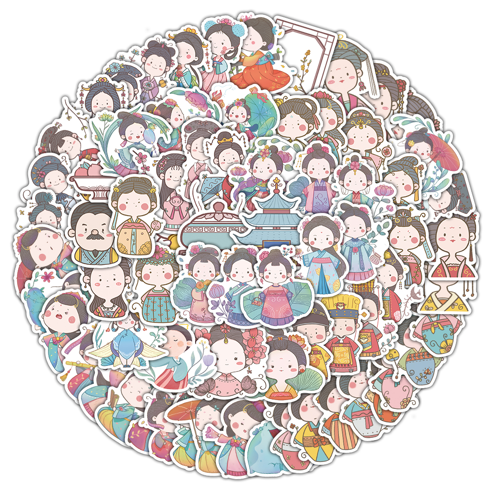 49PCS Chinese Girl In Ancient Style Stickers DIY Fridge Guitar Laptop Motorcycle Skateboard Graffiti Joke Sticker Decal Kid Toy