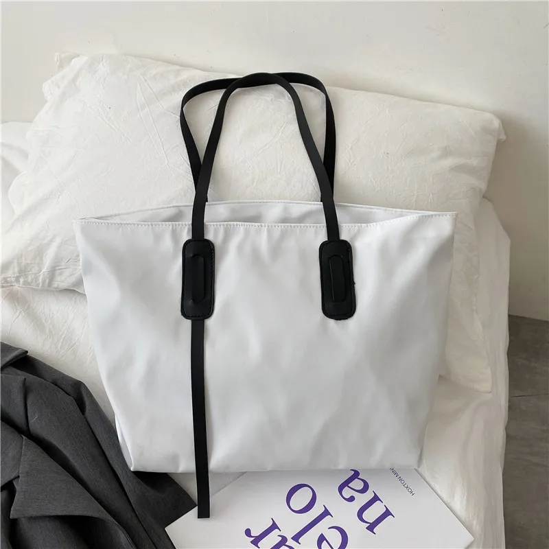 Women's Large Capacity Bag Work Shoulder Bags Casual Handbag for Travel Office School Lightweight Oxford Cloth Black Tote Bags