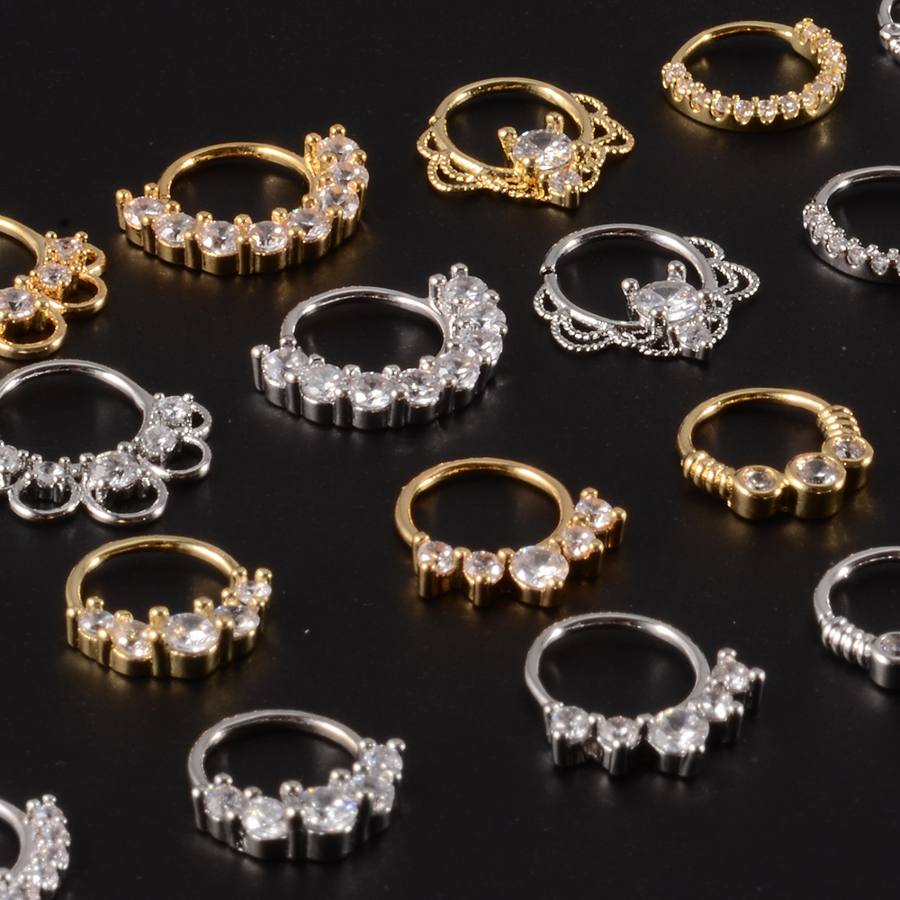 1Pcs Surgical Steel Cz Nose Hoop Nostril Bendable Ring Cartilage Tragus Daith Earrings Septum Clicker Helix Conch Rook Piercing