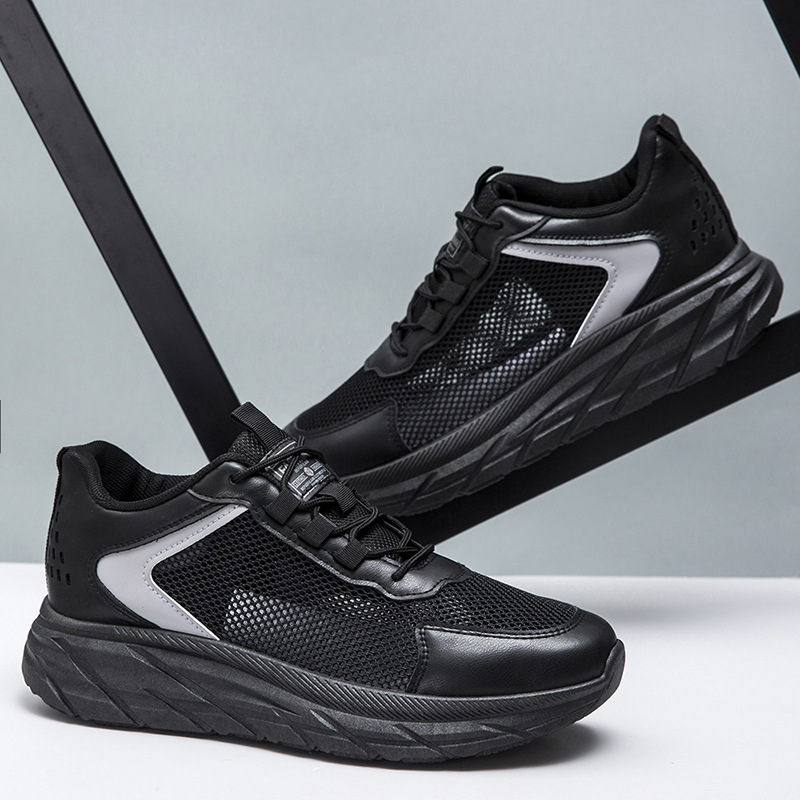 Men's Breathable Large Mesh Sneakers Fashion Thick Bottom Trend Daddy Shoes Comfortable Soft Sole grey
