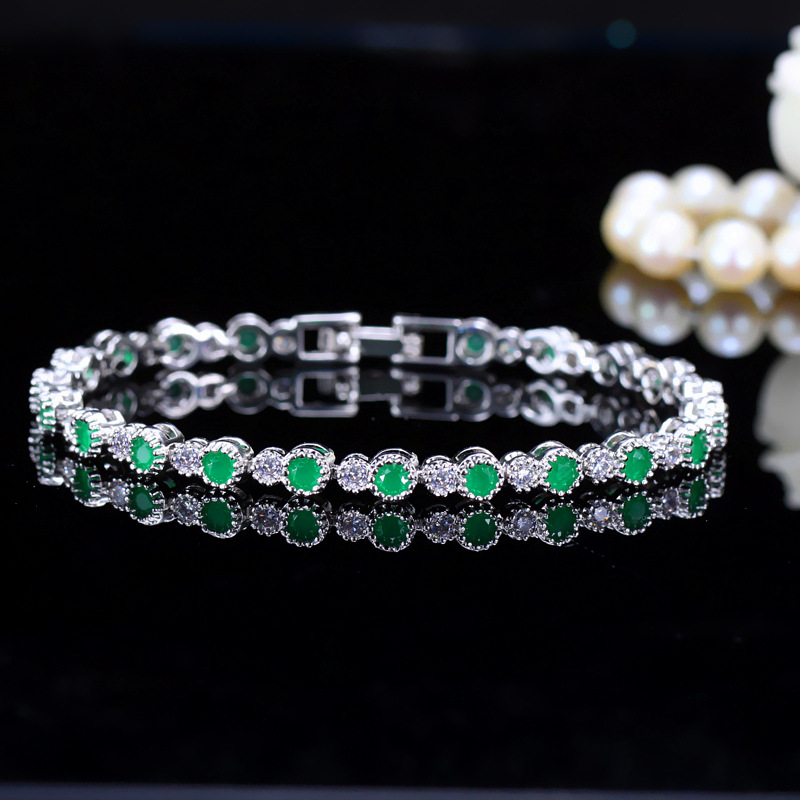 Exquisite White Gold Fill Emerald Cubic Zirconia Wedding Bracelet: urious Elegance for the Modern Bride