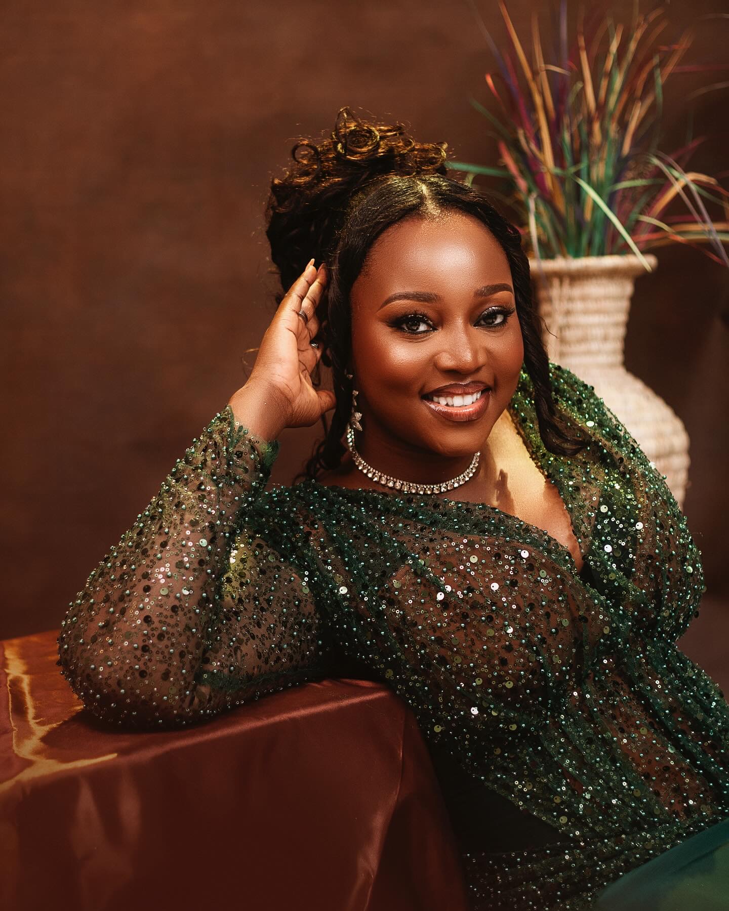 2024 Plus Size Dark Green Mermaid Prom Dresses For Special Occasion Sequined Illusion Evening Formal Party Second Reception Birthday Engagement Gowns 