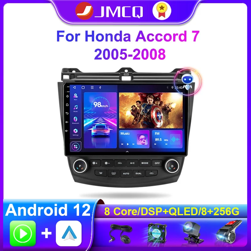 JMCQ 2 Din Android 11.0 Auto Radio For Honda Accord 7 2005-2008 Carplay 4G+WIFI Car Multimedia Player GPS Autoradio Head Unit