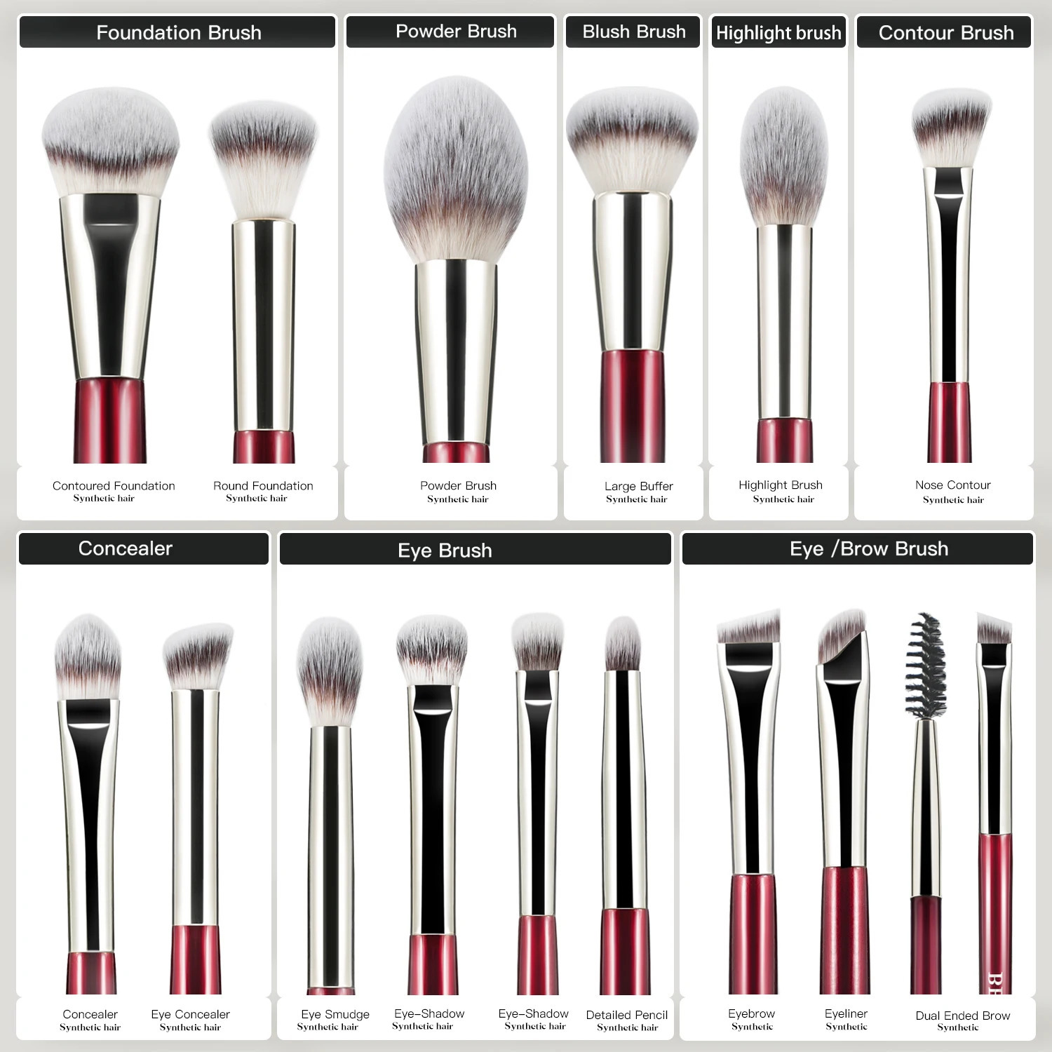 BEILI Soft 891530Pcs Makeup Brushes Suitable for Foundation Powder Concealer Eyeshadow Eyebrow Eyelashes Eyeliner Brush Set 240621