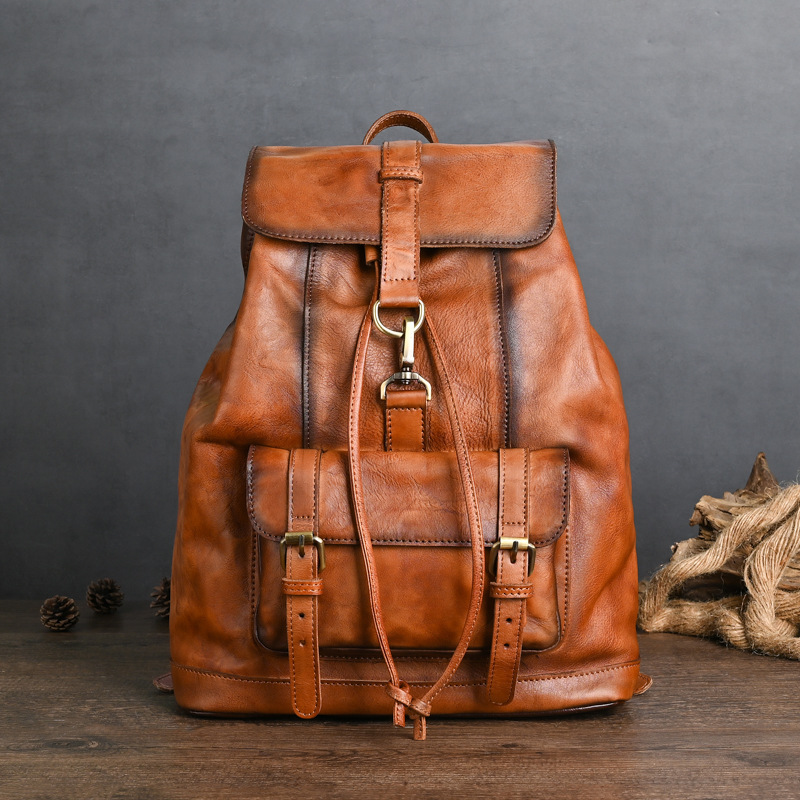 Black Backpacks: Backpack Men, Genuine Cowhide Leather Laptop Bag, Anti-theft Vintage Design, Ideal For Daily Use New Free Delivery Designer Bag