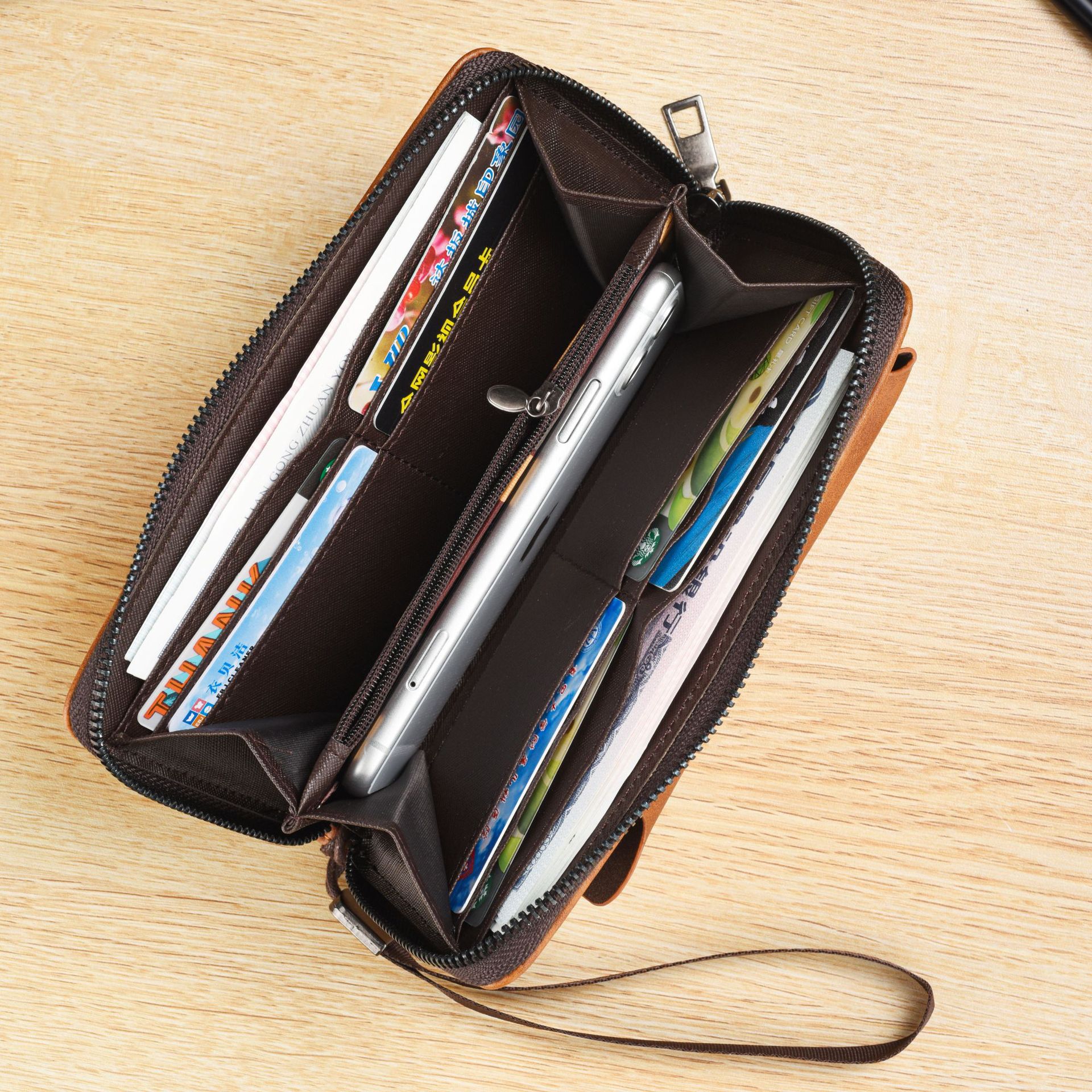 Men's Wallet Long Fashion Soft Leather Wallet Zipper Multi-card Slot Youth Wallet Mobile Phone Bag Large Capacity