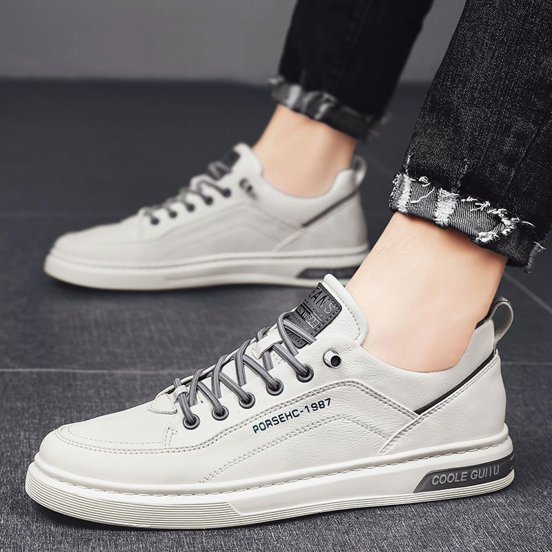 2024Men's Casual Leather Sneakers Waterproof Vulcanized Shoes Men Comforthable Spring Sneakers Men Casual Shoes Plus Size 39-44