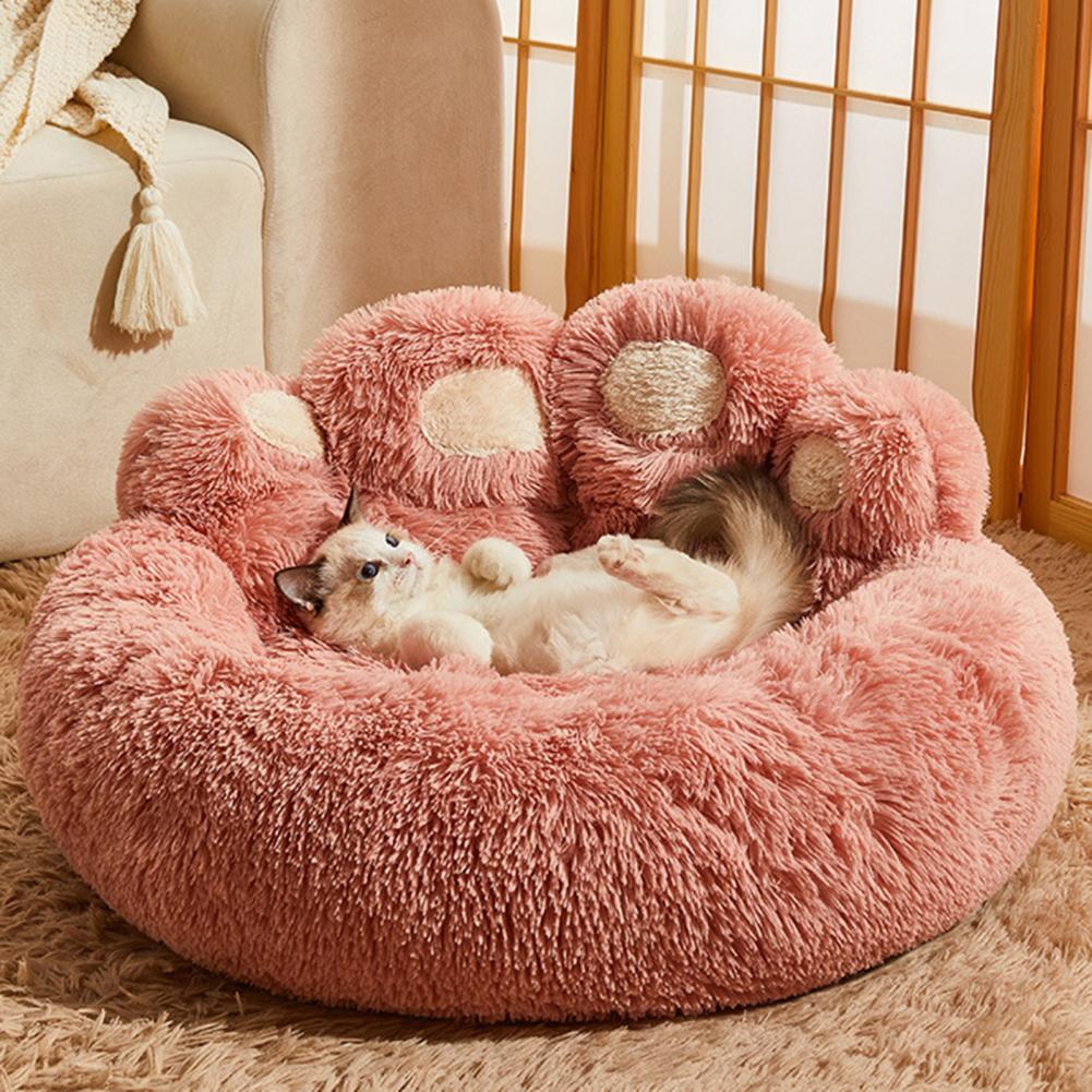 Pet Nest Plush Bed Paw Shaped Pet Bed Fluffy Plush Paw-shaped Pet Bed for Cats Dogs Warm Comfortable for Sleeping for Cozy