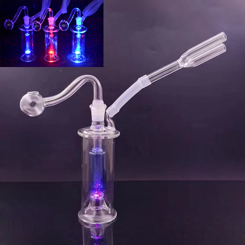 Snuff Snorter Sniff Bubbler Smoking Water Pipe Hand Oil Burner Bong Recycler Ash Catcher Inline Matrix Prc Filter with 10mm Male Glass Oil Burner Pipe and Hose