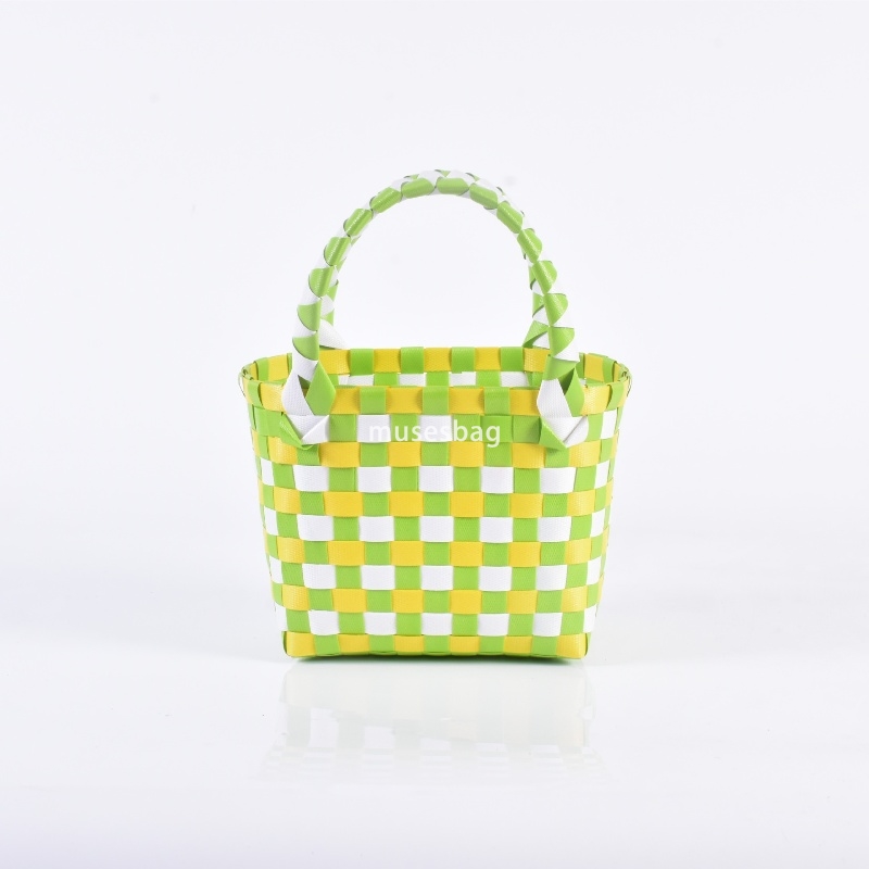 High Quality Women's Designer Large Capacity Woven Basket Storage Basket Handheld Basket with Hand Gift Full Moon Return Gift Bag Small Square Ba