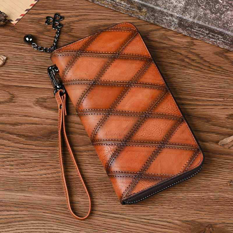MOTAORA 2024 New Genuine Leather Wallet Women's Purses Retro Long Zipper Phone Bag For Woman Large Capacity Wallets For Women