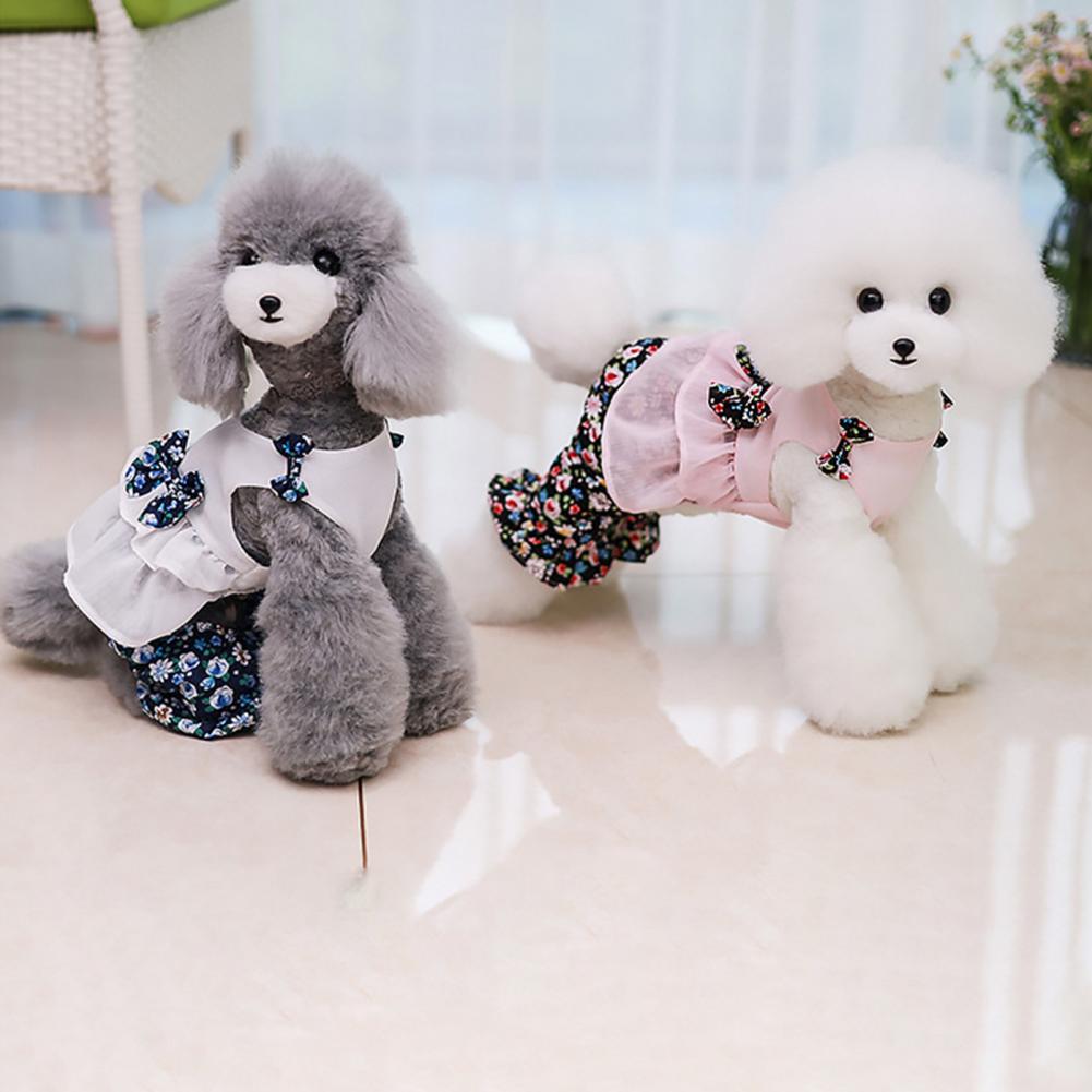 Excellent Dog Jumpsuit Soft Texture Dog Overalls Thin Decorative Floral Printed Pet Bowknot Summer Clothes