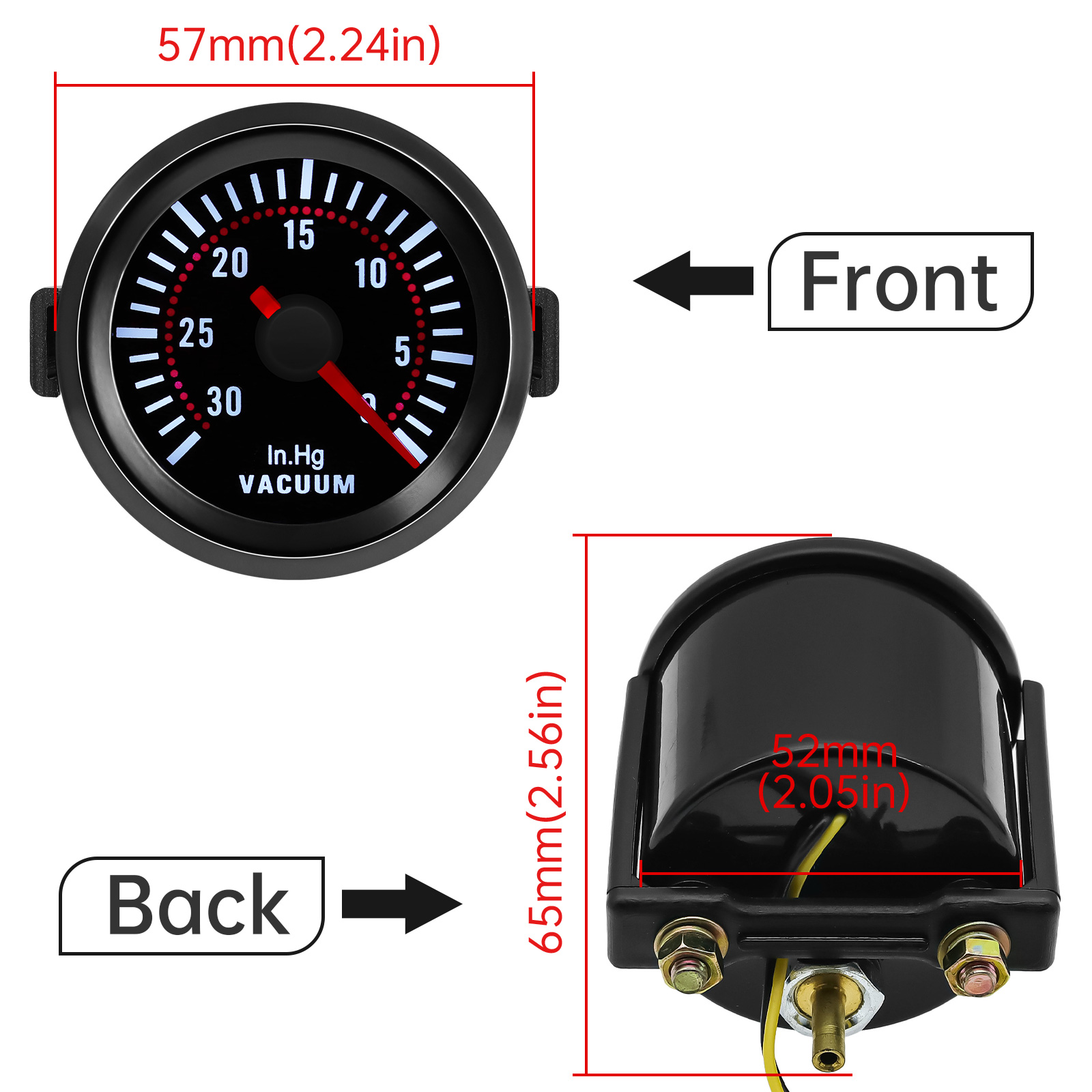 HD 52mm Smoke Lens Auto Tachometer White LED 0-8000 RPM Meter Car Boost Gauge Bar Psi Vacuum Water Temp Oil Pressure Gauge
