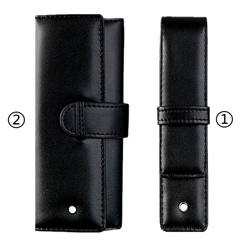 Luxury MB Black Leather Pen Case Single & Double Pens Holder High Quality Office School Stationery Supplies Pencil Bag As Gift