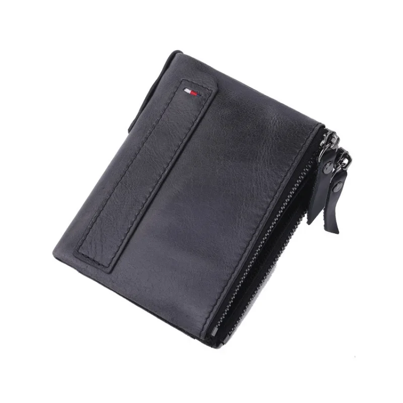 Men Wallets 100% Genuine Cow Leather Name Customized Short Card Holder Leather Men Purse High Quality Brand Male Wallet