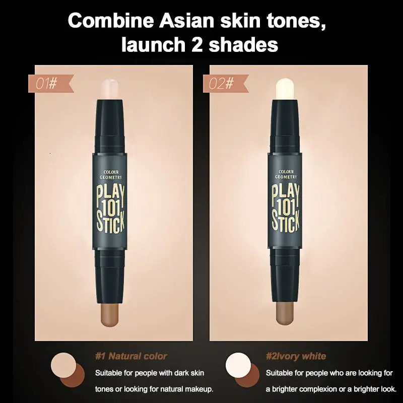 Face Concealer Pen Long Lasting Dark Circles Corrector Contour Concealers Stick Double Head High Gloss Face Cosmetic Makeup 240621