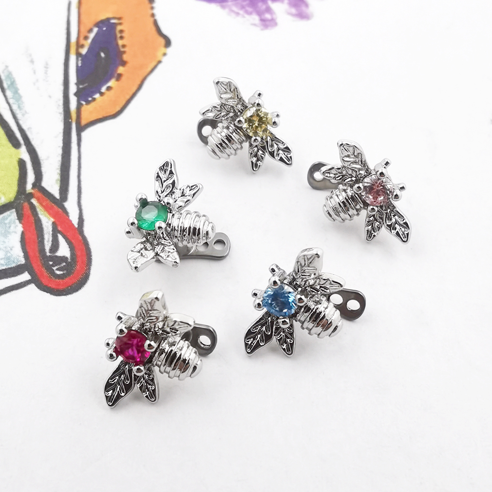 JHJT 1PC Dermal Anchor Little Bee Micro Dermal Anchor Skin Diver Implants Jewelry Body Piercing