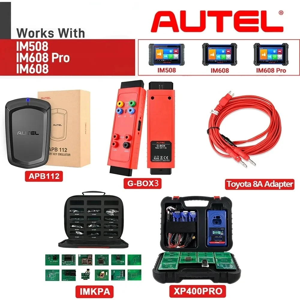 Autel MaxiIM Parts XP400PRO Key Programmer IMKPA Kit G-BOX2 APB112 Toyota 8A Adapter Used with IMMO Scanner IM608 IM508