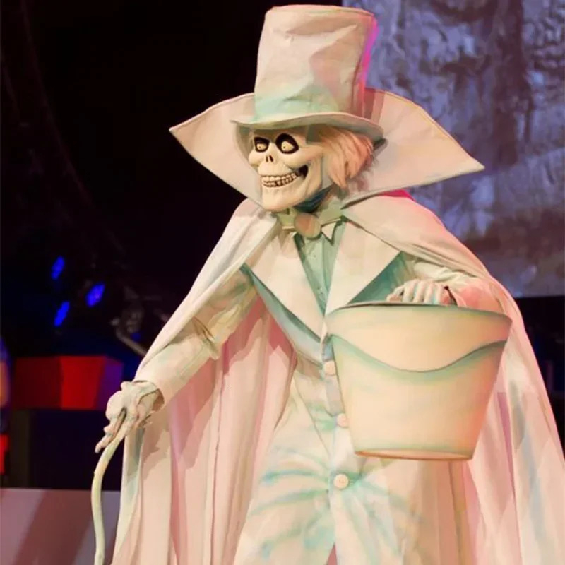 Skeleton Man With Bucket Resin Spooky Ornaments Ew Hat Box Ghost Resin Ornaments Sculpture For Halloween Courtyard Crutche Decor 240620