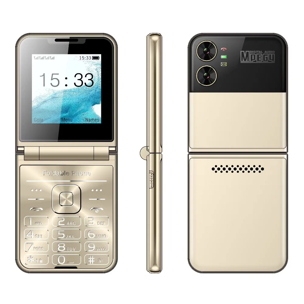 Flilo4 Lady Cover Foldable Flip Mobile Phone 2.6" Quad Sim 4SIM Card MP3 Magic Voice Torch Speed Dial Senior Clamshell CellPhone