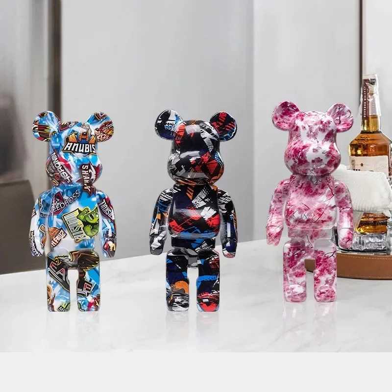 Novelty Items Action Toy Figures Action Toy Figures colorful graffiti bear bricks figures bear bricks statues violent bears resin decorations desk acc