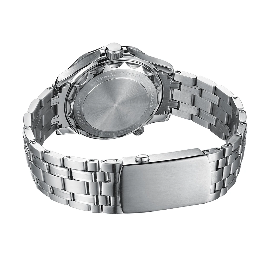 PHYLIDA 20BAR Water Resistant Sports Watch Gray Wave Dial Sapphire Crystal Watches for Men Automatic
