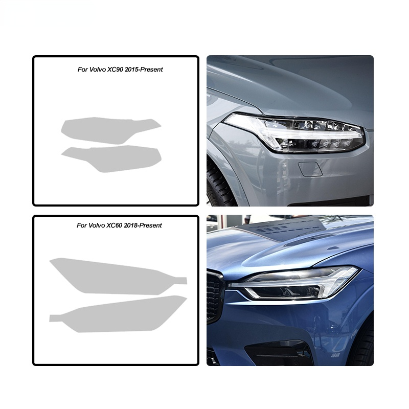 2 Pcs Car Front Light Transparent TPU Sticker Headlight Protective Film For XC90 XC40 XC60 S60 S90 V60 V90 Accessories