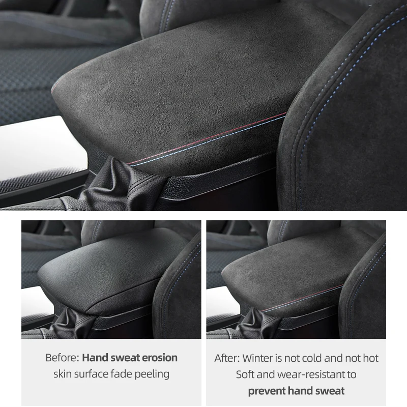 For F20 F21 F22 1 series Interior Trim Center Console Armrest Box Panel Cover Sticker Made of Alcantara Wrap Car Accessories