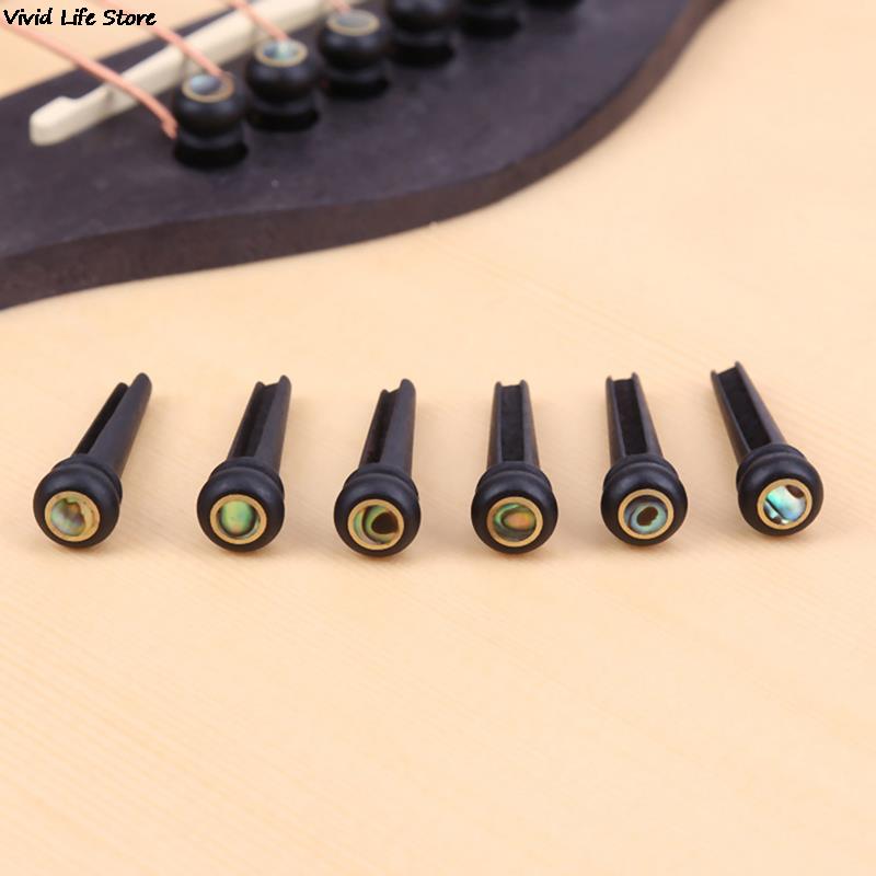 Folk Guitar Ebony 6Pcs String ddmysmile Cone Solid String Vertebra String Nail Guitar Bridge Pins Wooden Pegs Guitar Parts Accessories Smile