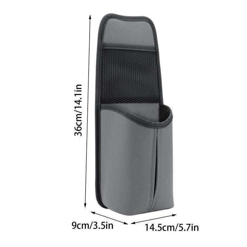 Car Seat Side Storage Bag With Tissue Holder Leather Auto Seat Back Bag Auto Front Seat Organizer Car Hanging Drink Holder
